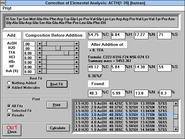 Screen Capture of Add AcOH Function