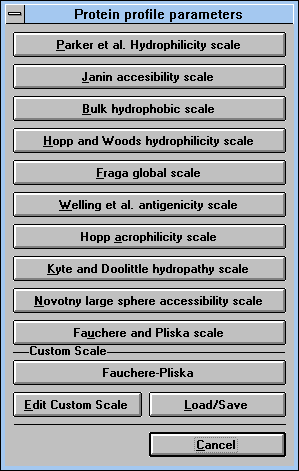 Figure 20: Screen Capture of 
Scales Selection Window